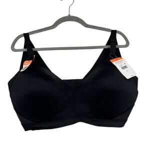Warners No Side Effects Bra Size 2XL Black Wireless Lift Smoothing Wire Free